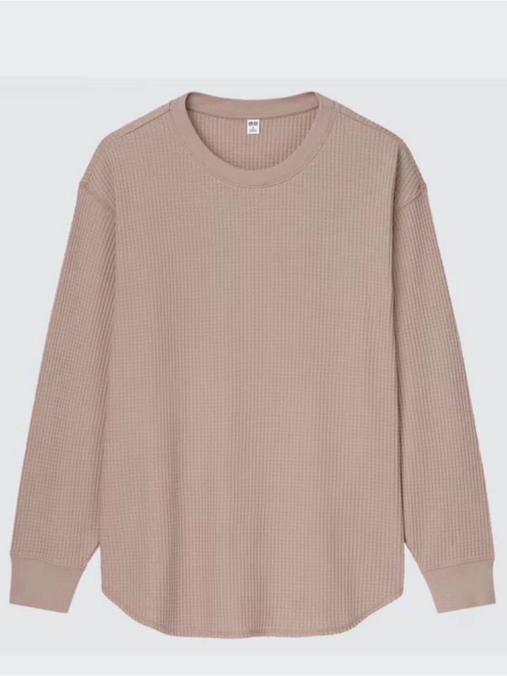 UNIQLO Women’s Waffle Knit Sweater Size S Tan Taupe Long Sleeve Crewneck - Picture 3 of 8